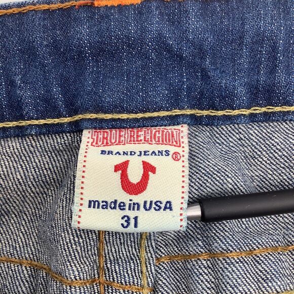 True Religion Womens Bobby Boot Cut Distressed Denim Jeans Blue Size 31 - Picture 8 of 9